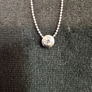 .12 carat bezel set diamond solitaire 14k white gold necklace